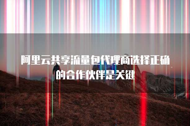 阿里云共享流量包代理商选择正确的合作伙伴是关键