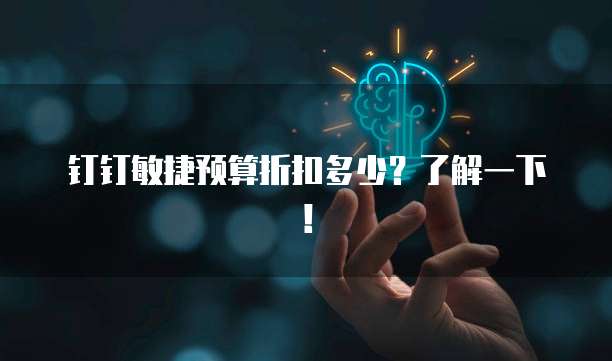 钉钉敏捷预算折扣多少?了解一下!