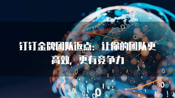 钉钉金牌团队返点:让你的团队更高效,更有竞争力