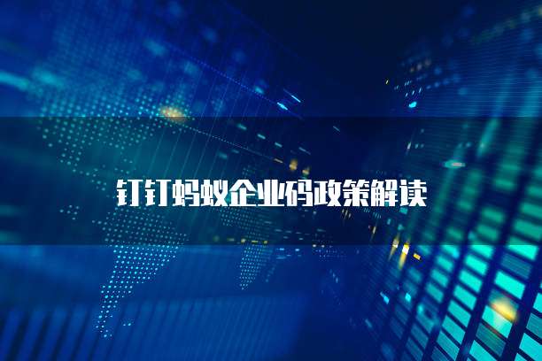 钉钉蚂蚁企业码政策解读