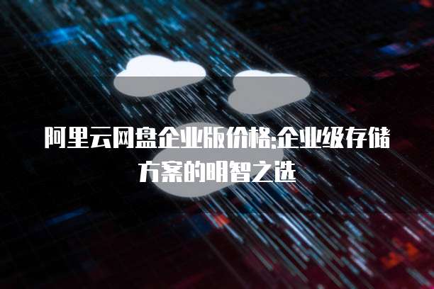 阿里云网盘企业版价格:企业级存储方案的明智之选