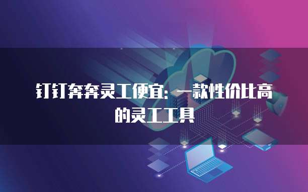 钉钉奔奔灵工便宜: 一款性价比高的灵工工具