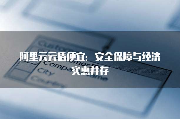 阿里云云盾便宜:安全保障与经济实惠并存