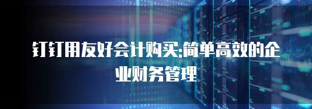 钉钉用友好会计购买:简单高效的企业财务管理
