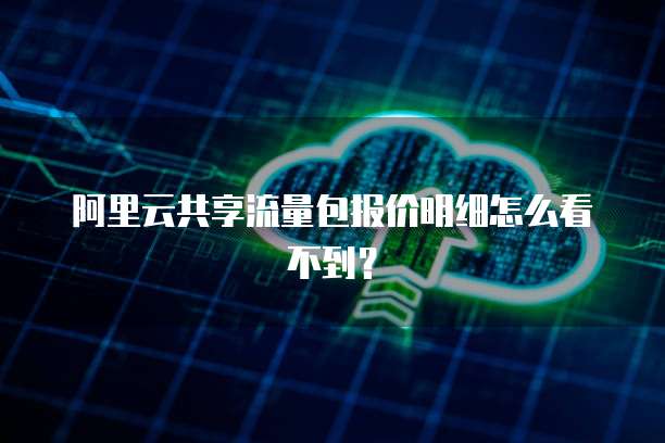阿里云共享流量包报价明细怎么看不到?