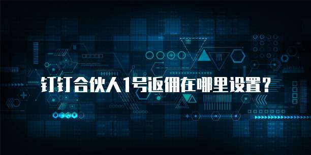 钉钉合伙人1号返佣在哪里设置?