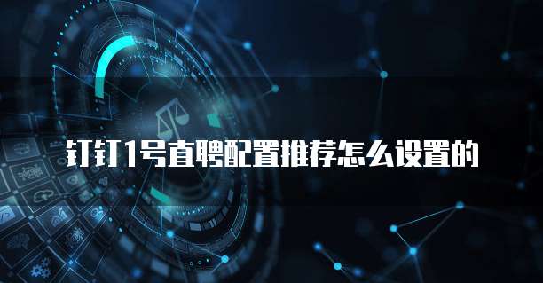钉钉1号直聘配置推荐怎么设置的