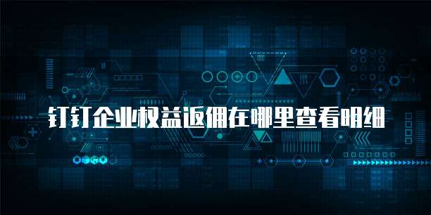 钉钉企业权益返佣在哪里查看明细