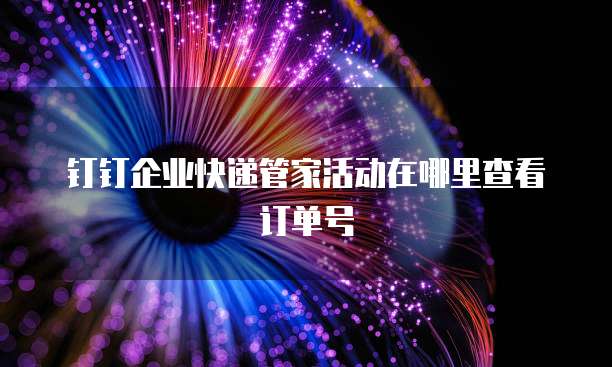 钉钉企业快递管家活动在哪里查看订单号