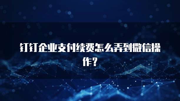 钉钉企业支付续费怎么弄到微信操作?