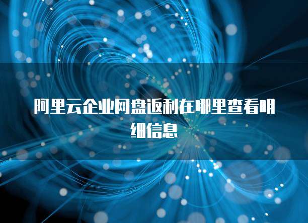 阿里云企业网盘返利在哪里查看明细信息