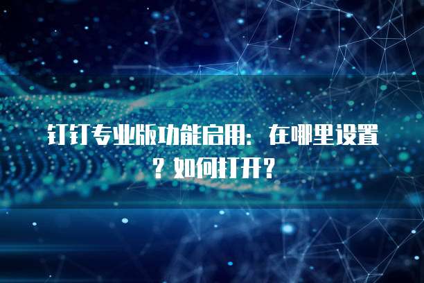 钉钉专业版功能启用：在哪里设置？如何打开？