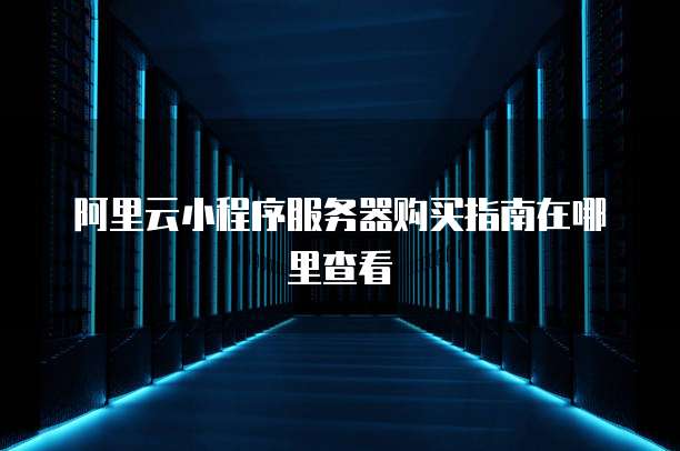 阿里云小程序服务器购买指南在哪里查看