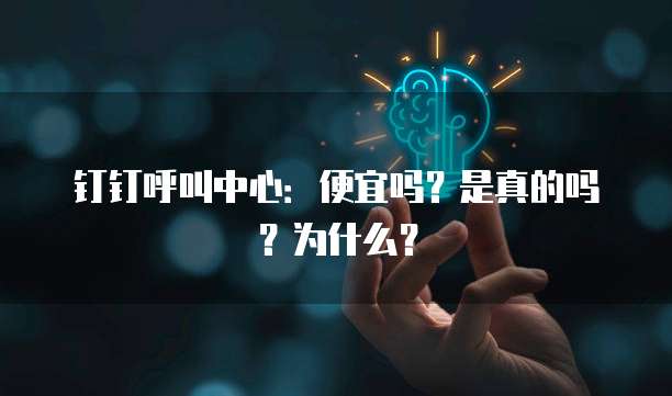 钉钉呼叫中心:便宜吗?是真的吗?为什么?