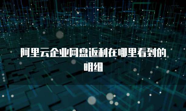 阿里云企业网盘返利在哪里看到的明细
