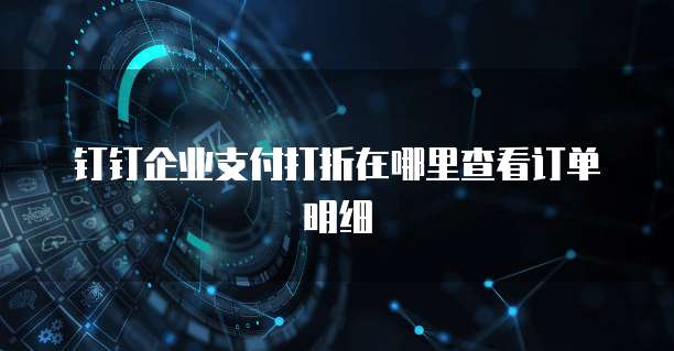 钉钉企业支付打折在哪里查看订单明细