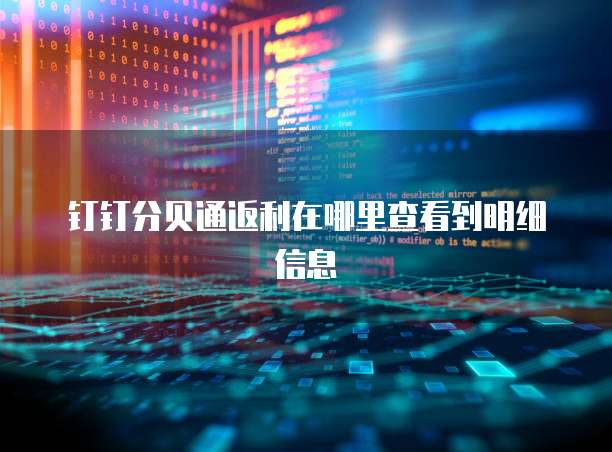 钉钉分贝通返利在哪里查看到明细信息
