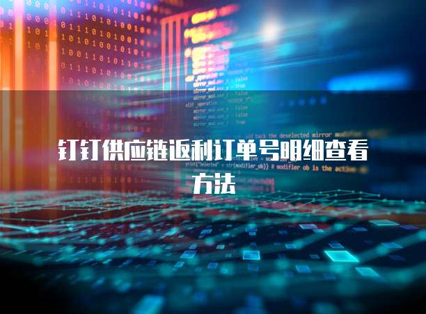 钉钉供应链返利订单号明细查看方法