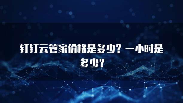 钉钉云管家价格是多少?一小时是多少?