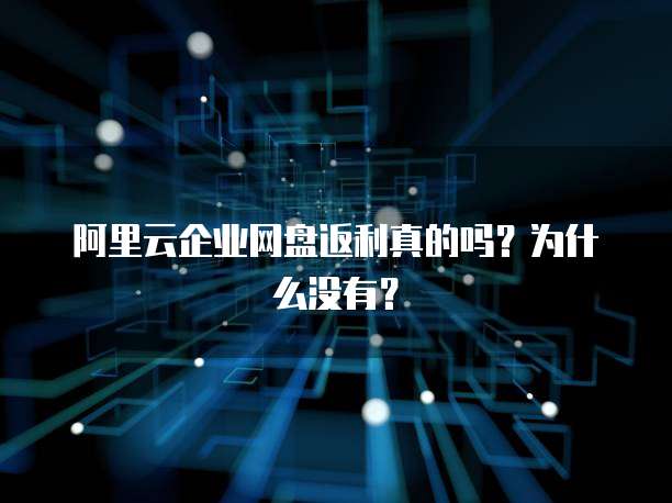 阿里云企业网盘返利真的吗?为什么没有?