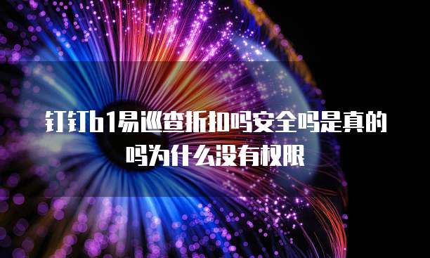 钉钉b1易巡查折扣吗安全吗是真的吗为什么没有权限