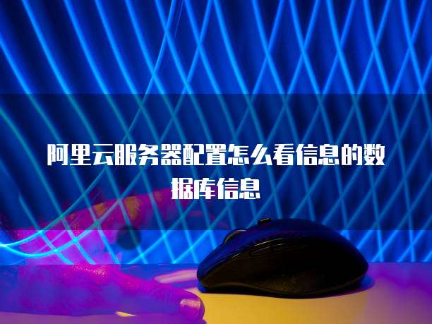 阿里云服务器配置怎么看信息的数据库信息