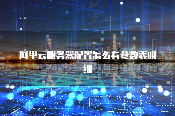 阿里云服务器配置怎么看参数表明细