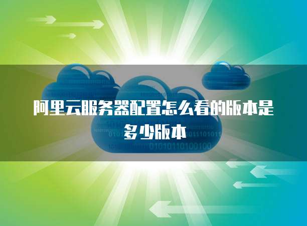 阿里云服务器配置怎么看的版本是多少版本