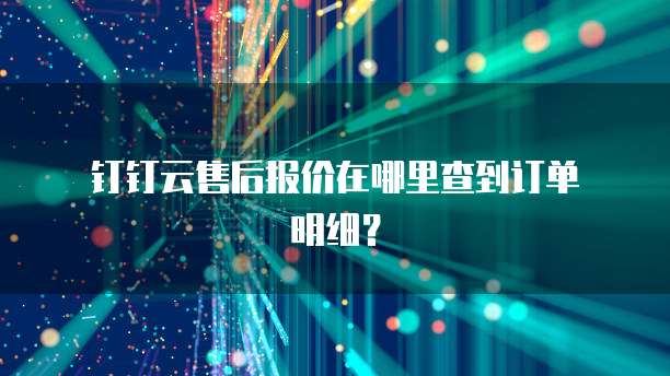 钉钉云售后报价在哪里查到订单明细?