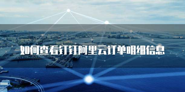 如何查看钉钉阿里云订单明细信息