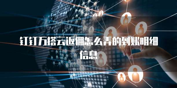 钉钉万搭云返佣怎么弄的到账明细信息