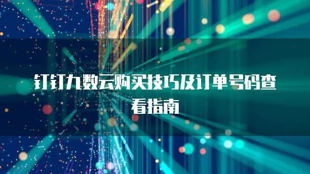 钉钉九数云购买技巧及订单号码查看指南