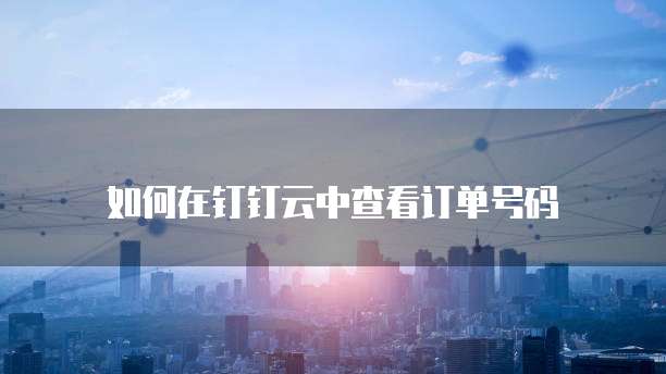 如何在钉钉云中查看订单号码