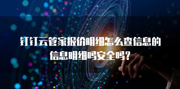 钉钉云管家报价明细怎么查信息的信息明细吗安全吗?