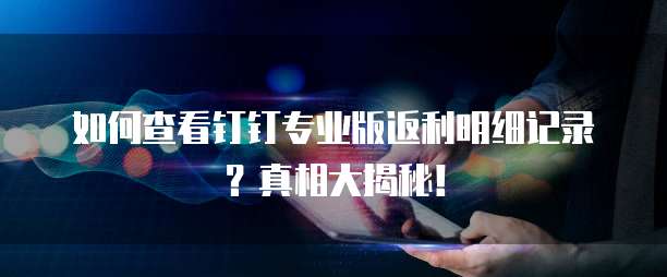如何查看钉钉专业版返利明细记录?真相大揭秘!