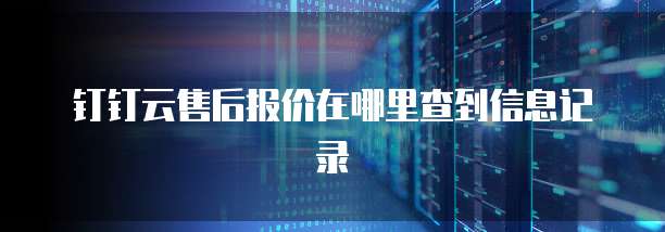 钉钉云售后报价在哪里查到信息记录