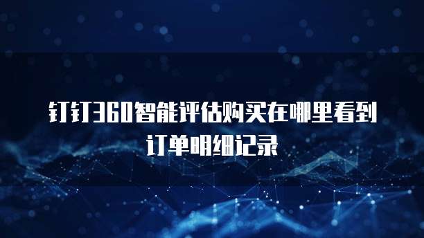 钉钉360智能评估购买在哪里看到订单明细记录