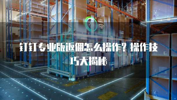钉钉专业版返佣怎么操作？操作技巧大揭秘