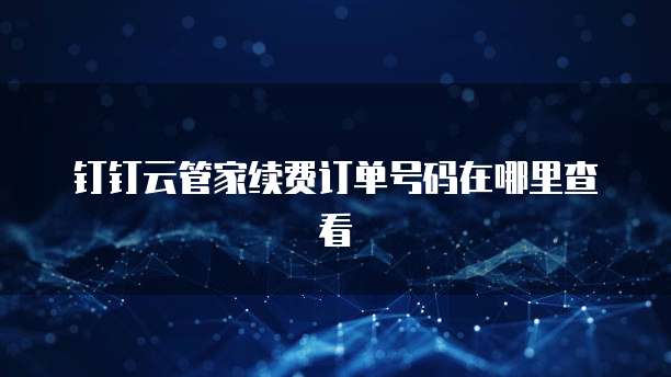 钉钉云管家续费订单号码在哪里查看