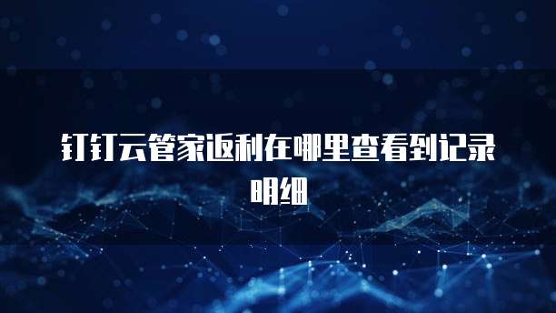 钉钉云管家返利在哪里查看到记录明细