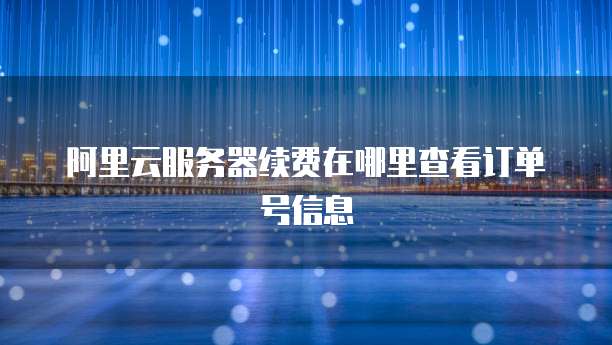 阿里云服务器续费在哪里查看订单号信息
