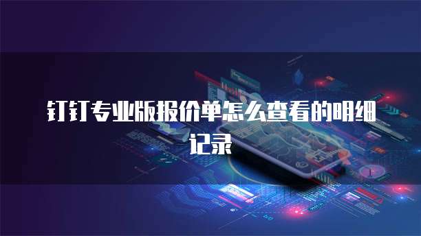 钉钉专业版报价单怎么查看的明细记录