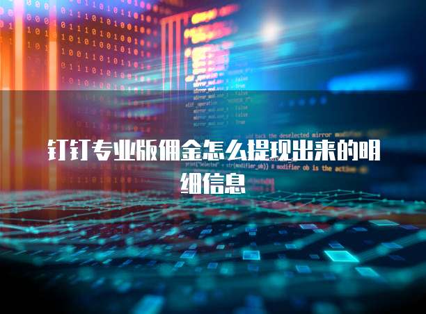 钉钉专业版佣金怎么提现出来的明细信息