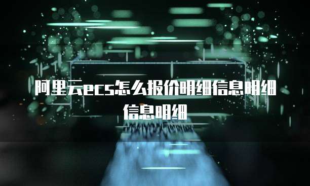 阿里云ecs怎么报价明细信息明细信息明细
