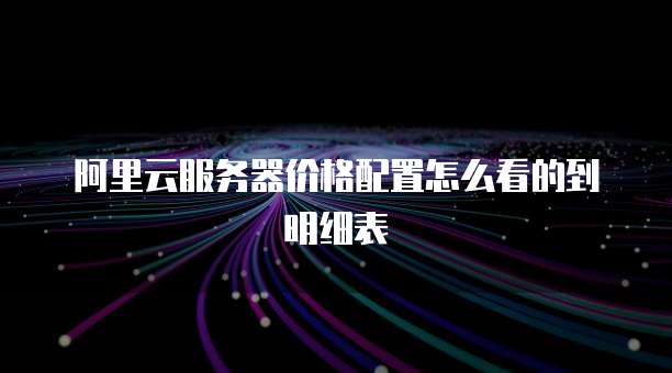 阿里云服务器价格配置怎么看的到明细表
