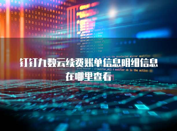 钉钉九数云续费账单信息明细信息在哪里查看