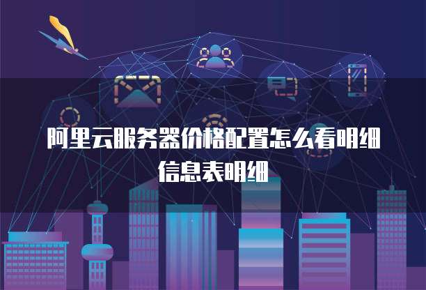 阿里云服务器价格配置怎么看明细信息表明细