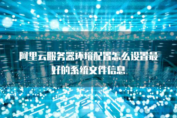 阿里云服务器环境配置怎么设置最好的系统文件信息