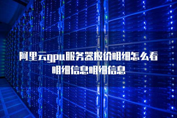 阿里云gpu服务器报价明细怎么看明细信息明细信息