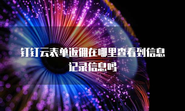 钉钉云表单返佣在哪里查看到信息记录信息吗